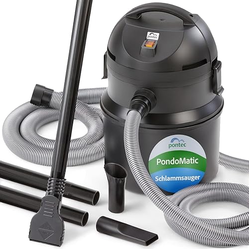 Pontec Pondomatic Teichschlammsauger (1400 W) Teichsauger Schlammsauger Teich für einen Sauberen Teichboden, 30 L Auffangvolumen, Inklusive 3 Düsen und 4 M Kabel, 2 Jahre Garantie, Deutsche Technik