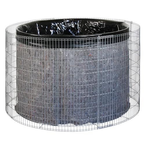 bellissa ‎‎– Gabionen-Wasserfass Bausatz mit 750 L Füllvolumen rund 130x130x80cm – Garten Zubehör DIY-Kit mit Gabionen, Teichfolie und Trenn-Vlies - Wetterfest & langlebig als Regentonne & Regenfass